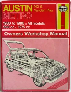 Haynes - Austin Metro MG Y Vanden Plas - 1980A 1986 Propietario Manual de Taller - Imagen 1 de 7