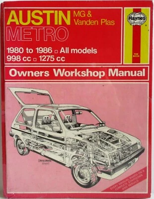 Haynes - Austin Metro MG Y Vanden Plas - 1980A 1986 Propietario Manual de Taller - Imagen 1 de 4