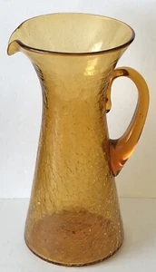 Vintage 1960 Mid Century Modern Extra Groß Bernstein Knistern Glas Cocktail Krug - Bild 1 von 8
