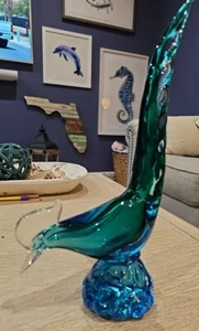 MCM Murano Venetian Style Mid Century Pheasant Tailed Roosters Bird - Picture 1 of 10