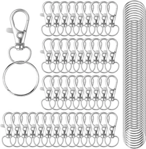 ๐ฏ๐ฏ200-pcs Metal Swivel Lanyard Snap Hook Lobster Claw Clasp and Keychain rings - Picture 1 of 8