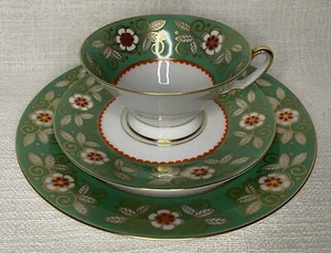 Royal priv. Tettau Porcelain Cup Place Setting Green Floral - Picture 1 of 4