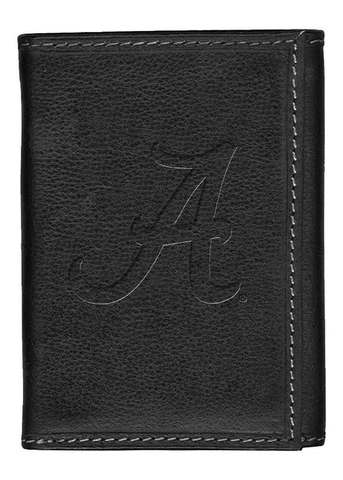 Alabama Crimson Tide Bama Leather Tri-Fold Wallet Black Trifold Cover