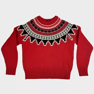 VINTAGE WOOLRICH DONNA LANA NORDICA MOHAIR FIERA ISOLA ISLANDESE ROSSO MIRTILLO PICCOLO S - Foto 1 di 7