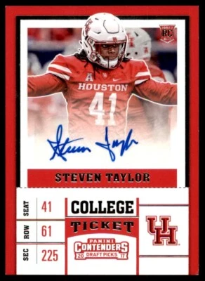 2017 PANINI CONTENDERS DRAFT PICKS STEVEN TAYLOR AUTO ROOKIE HOUSTON COUGARS - Image 1 of 2