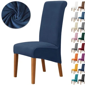Large Size Plush Velvet Dining Chair Covers Slipcover Washable Chair Protector - Picture 1 of 17