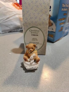 Cherished Teddies Bear 2001 bebé primer rizo corte de pelo baratija caja cubierta - Imagen 1 de 6