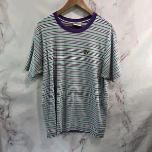 Teddy Fresh T Shirt Mens Large Blue Purple Short Sleeve Crew Striped Ringer  - Picture 1 of 14