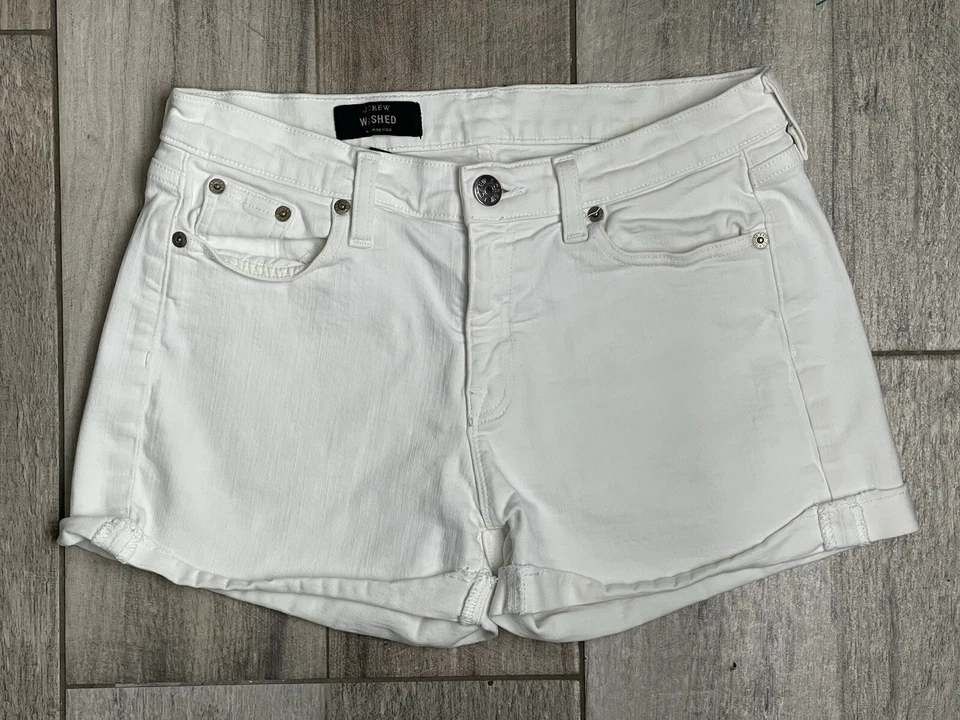 J Crew Stretch Jean Shorts Womens Size 27 Low Rise White Denim 29” Waist - Image 1 of 4