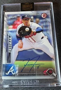 2022 1/1 Freddie Freeman On-Card Auto Topps Archives on a 2016 Topps card #7 - Bild 1 von 2