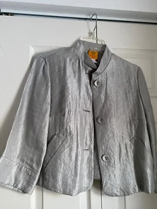 RUBY RD. Petite Jacket Light Gray Shiny Size 8P - Picture 1 of 3