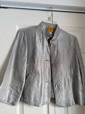 RUBY RD. Petite Jacket Light Gray Shiny  Size 8P - Image 1 of 3