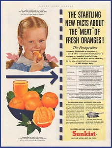 Vintage 1953 SUNKIST Oranges California Fruit Ephemera 1950's Print Ad - Picture 1 of 1