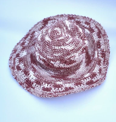 Sombrero holgado Free People LUSANA Boca ala ancha tono marrón blanco OS NUEVO SIN ETIQUETAS $98 Foto 1 de 4