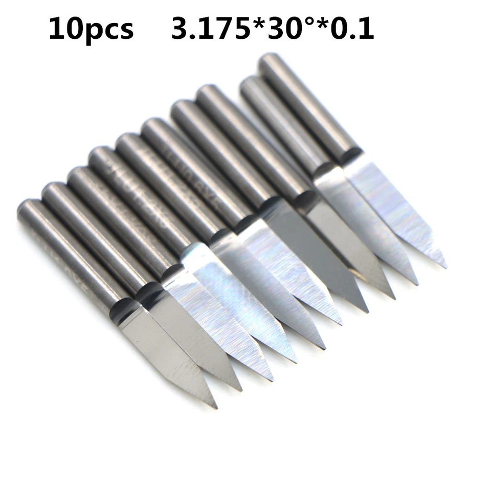 10Pcs 30 Degree 3.175mm Shank Carbide PCB Engraving Bits CNC Router Tool 0.1mm - Image 1 of 1