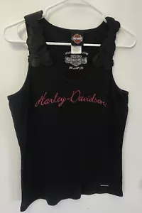 Harley Davidson Damen Träger schwarz pink Name Totenkopf Muster Gr. L (gemessen) - Bild 1 von 13