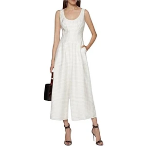 Tuta donna Keepsake "Fever Jumper" nuova con etichetta taglia 4 o S bianca nera spilla righe - Foto 1 di 9