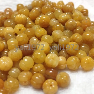 Cuentas sueltas de calabaza talladas a mano jadeíta amarilla Birmania natural de 8x10 mm 100 piezas Foto 1 de 4