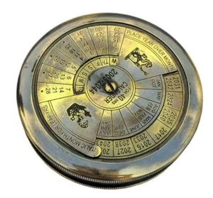 Vintage brass calendar ship compass 3" leap year nautical antique replica gift - Picture 1 of 4
