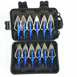 12Pcs Biting Hunting Broadheads 100Gr Outdoor Sport Archery Crossbow Arrow Tips - Picture 1 of 33