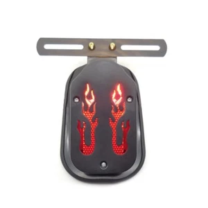 Universal Motorcycle Taillights Flame Rear Brake License Plate Lamp Cafe Racer - Picture 1 of 6