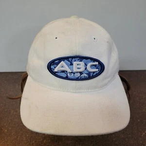 Vintage ABC USA Sports Baseball Cap Mens OS White Patch Logo Strrapback Hat - Picture 1 of 7