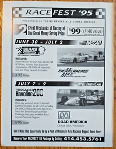 NASCAR Race fest 1995 Milwaukee Mile/Road America Elkhart WI Vintage Print Ad - Picture 1 of 1
