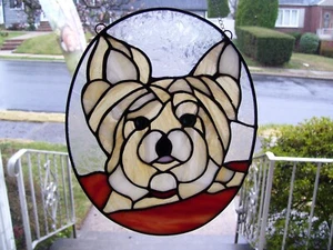 Stained Glass Yorkie Dog Sun catcher (Real Glass) - Picture 1 of 7