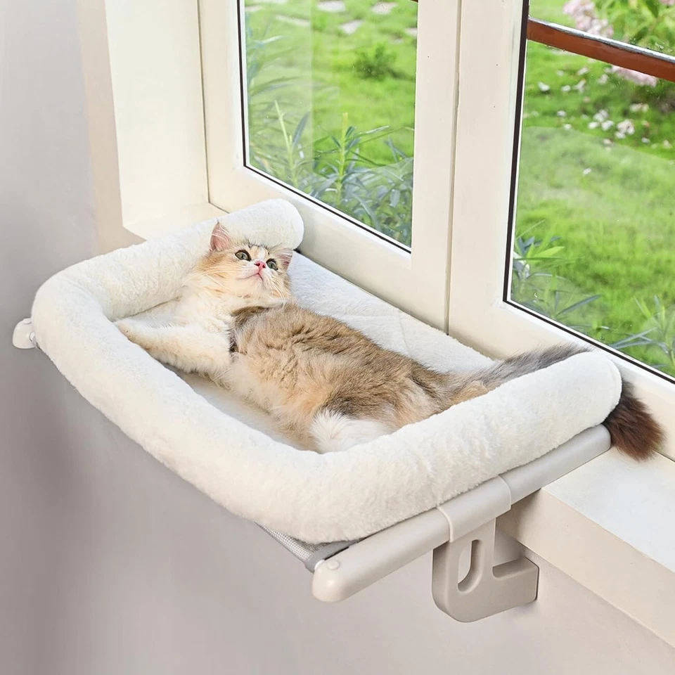 Cat Window Perch with Bolster, Adjustable Hammock Seat for Large Cats - Image 1 of 4
