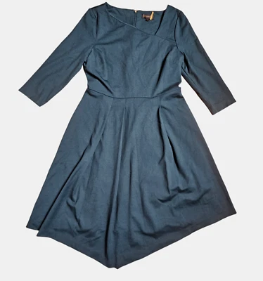 Vestido Donna Karan DKNY Cuello Asimétrico Manga 3/4 Plisado Negro Mezcla 12 Rayón Foto 1 de 4