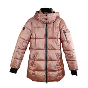 Abrigo acolchado largo con capucha Noize Becka en rosa invierno exterior para mujer pequeño - Imagen 1 de 9