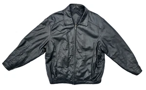 Roundtree & Yorke Men's Black Leather Polyester Lined Full Zip Jacket Size XL - Picture 1 of 8