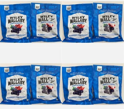 8x Bags Wiley Wallaby Soft & Chewy Blueberry Pomegranate Gourmet Licorice 4oz - Image 1 of 4
