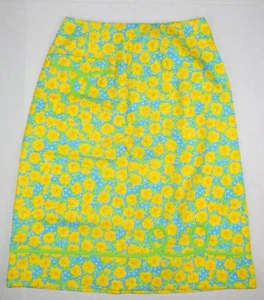 Lilly Pulitzer VTG The Lill Skirt Waist 25" S/M 60s 70s Blue Yellow Flowers - Picture 1 of 10