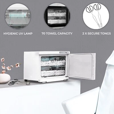 MONSTER SHOP Hot Towel Warmer White Black 23L Cabinet UV Steriliser Disinfection Beauty Spa