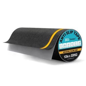 Wide Anti Slip Tape for Stairs Black with Yellow Reflective Stripe, Waterproo... - Picture 1 of 9