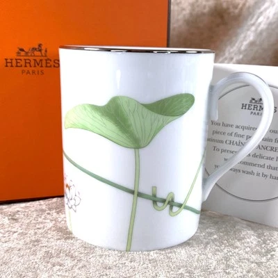 Hermes Paris Mug Cup Nil Nile Rare Platinum Rim Porcelain Tableware with  Case - Image 1 of 4