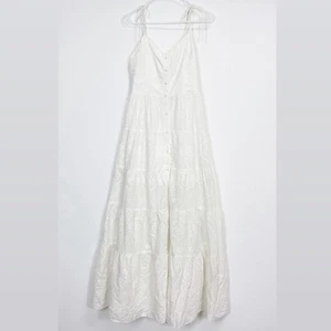 Alice + Olivia Shantella Stufen-Maxikleid mit Knopfleiste Damen 4 weiß NEU - Bild 1 von 13