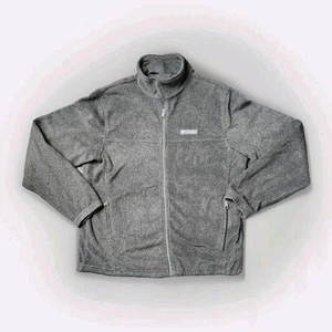 Columbia Fleece Jacket Mens Large Gray Full Zip Mock Neck Zipper Pockets Outdoor - Picture 1 of 7