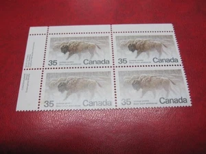 Canada Unitrade# 884 35c CANADIAN ENDANGERED WILDLIFE UL INSCRIPTION BLOCK MH - Picture 1 of 2