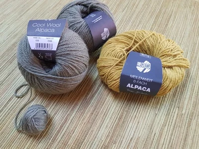 ++ Lana Grossa Wolle ++  95g Khaki & 40g Messing ++ Alpaka & Schurwolle - Bild 1 von 4
