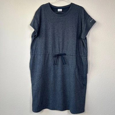 Columbia Mujer Talla Grande 2X Trek French Terry Vestido Azul Jaspeado Mezcla Algodón Foto 1 de 4