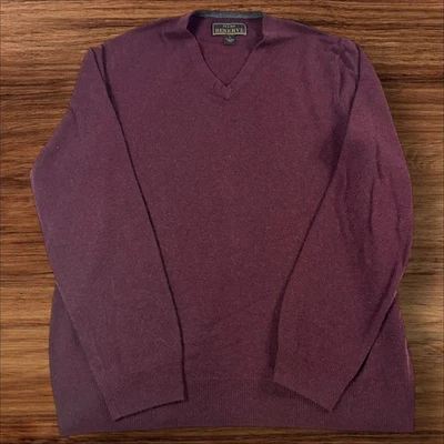 J.S. A. Bank Reserve Mens V-Neck Cashmere Sweater, Burgundy, Size L - Image 1 of 4
