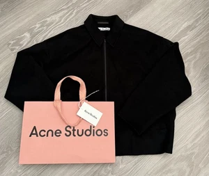Acne Studios Doverio Wool-Flannel Zip Up Jacket Black Size 46  - Picture 1 of 9