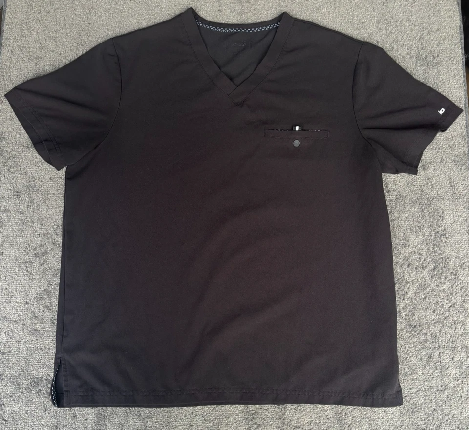 Пуловер Koi Next Gen Scrub Top XL черный эластичный с v-образным вырезом короткий рукав - Изображение 1 из 4