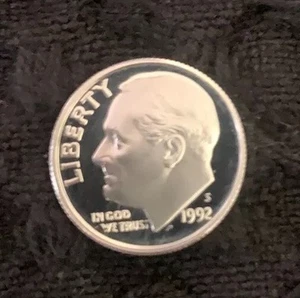1992-S ROOSEVELT DIME 90% SILVER - FLAWLESS CHOICE GEM CAMEO PROOF SCARCE - Picture 1 of 2