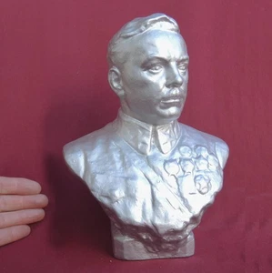 Große 1940 Gzhel STATUE UDSSR Marschall VOROSHILOV 10"=26cm BÜSTE Sowjet WW2 Vintage - Bild 1 von 10