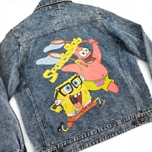 Members Only x Nickelodeon Denim Trucker Jacket XL Spongebob Squarepants - Picture 1 of 21