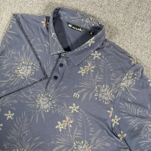 Travis Mathew Polo Shirt Mens 2XL Blue Calmer Water Golf Floral Performance Pima - Bild 1 von 10