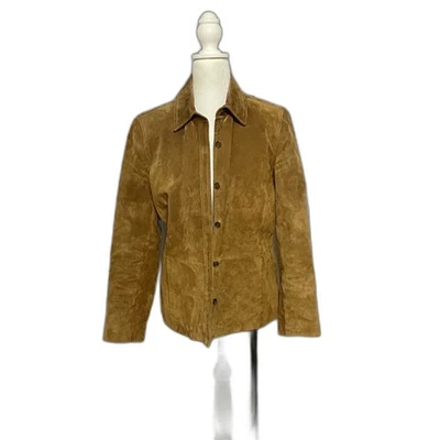 Chaqueta de cuero genuino marrón pequeña Caslon para mujer Foto 1 de 4